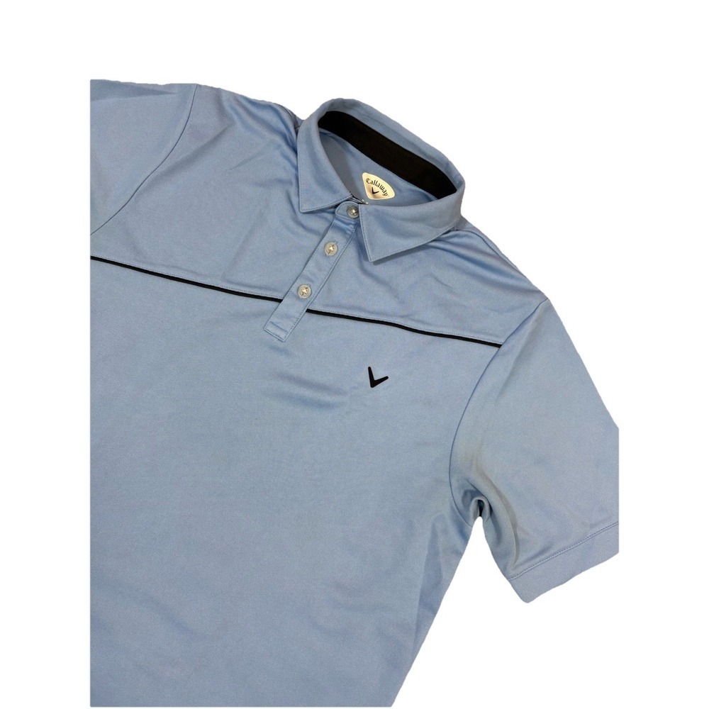 Callaway Golf Polo Mens Medium Blue Excellent Short Sleeve Diagonal Stripe Shirt